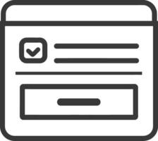 A black and white icon of a box with a check mark vector