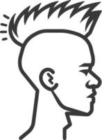 A black and white drawing of a man with a mohawk vector