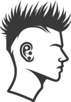 A man with a mohawk haircut and a mohawk on his head vector