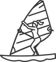 A woman is windsurfing on a sailboat vector
