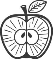 Apple with two eyes and a leaf on the side vector