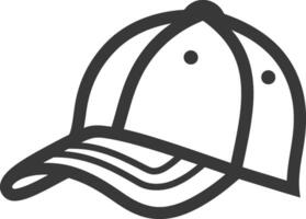 A baseball cap is shown in a simple outline vector