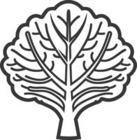A black and white illustration of a tree vector