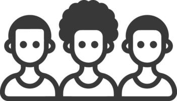 Three people icon with a black background vector