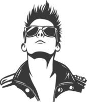 A man with sunglasses and a mohawk is wearing a jacket vector