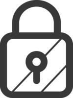 A black and white image of a padlock vector