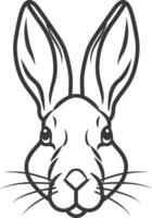 A black and white drawing of a rabbit's head vector