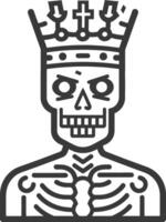 A skeleton wearing a crown and holding a sword vector