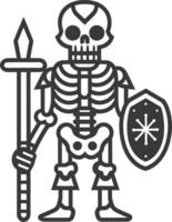 A skeleton with a sword and shield vector