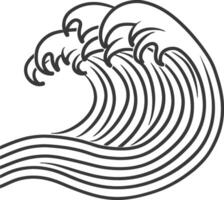 A black and white drawing of a wave vector