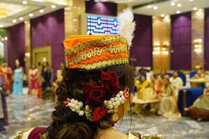 Anarkali look in event party close-up image photo