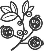 Black and white illustration of berries on a branch vector