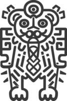 A stylized image of a lion with a tribal design vector