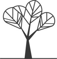 A tree with leaves on it is shown in black and white vector
