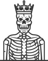 A skeleton with a crown on its head vector