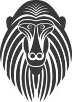 A black and white image of a monkey head vector