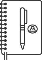 A notebook with a pen and a pencil icon vector