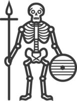 Skeleton with spear and shield icon illustration vector
