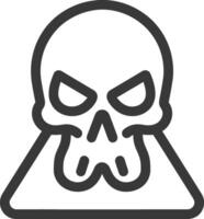 A skull with an angry face on a triangle vector