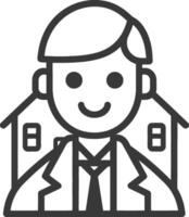 A man in a suit and tie is standing in front of a house vector