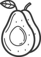A pear is shown in a line drawing vector