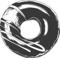 A black and white drawing of a donut vector