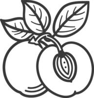 A black and white drawing of two apples vector