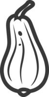 A black and white drawing of a pear vector