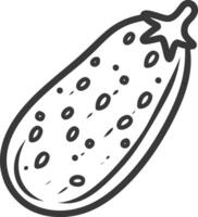 A cucumber is shown in a line drawing vector