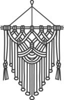 A black and white drawing of a macrame hanging vector