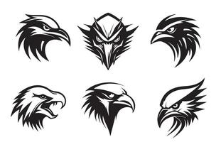 Head of raven. Crow abstract character illustration. Graphic logo designs template for emblem. Image of portrait for company use or tattoo set. vector