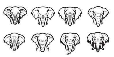 Elephant head set of different types of elephants vector