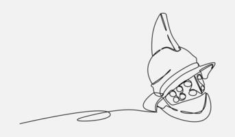 Continuous one line drawing of gladiator helmet. Medieval, traditional, protection concept. Editable stroke . vector