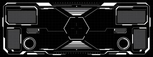 HUD sci-fi interface screen view white circular geometric design virtual futuristic technology creative display on black vector