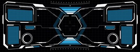 HUD sci-fi interface screen view white blue circular geometric design virtual futuristic technology creative display on black vector