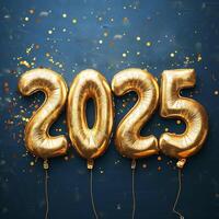 New year 2020 gold balloons on blue background 3d rendering stock photo
