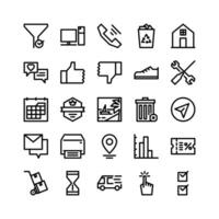 Line Icons Including Filter, Computer, Call, Trash, Home, Chat, Like, Dislike, Shoes, Setting, Calendar, Badge, Images, Remove, Send, Message, Print, Location, Graph, Coupon, Trolley, Time, Etc. vector