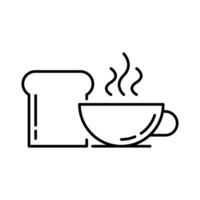 breakfast icon coffee and bread toast design concept outline style vector