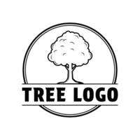 tree logo design concept vintage retro style with label vector