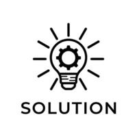light bulb icon solution with gear logo design concept idea vector