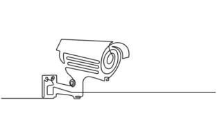 Single continuous line drawing of CCTV to monitor traffic movements and improve security systems vector