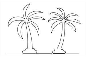 Palm tree Continuous Single Line art Vectors Illustration design