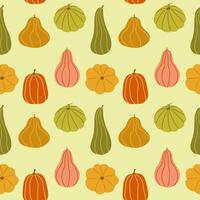Pumpkin Seamless Pattern, Seamless Pattern on a light green background vector