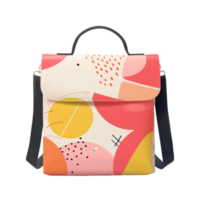 A colorful abstract patterned bag with a black handle png