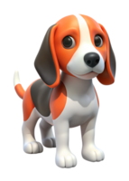 3d render style, Beagle Puppy standing alone isolated on transparent background png