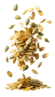 Pumpkin Seeds Flying in mid-air, isolated on a transparent background png