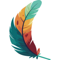 A colorful feather on a transparent background png