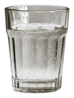 Clear glass filled with sparkling water on a table isolated on transparent background png
