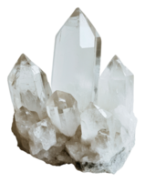 Quartz crystal cluster in sunlight isolated on transparent background png