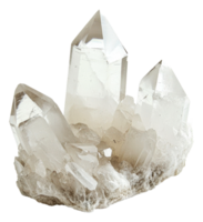 Beautiful quartz crystal cluster found in nature isolated on transparent background png